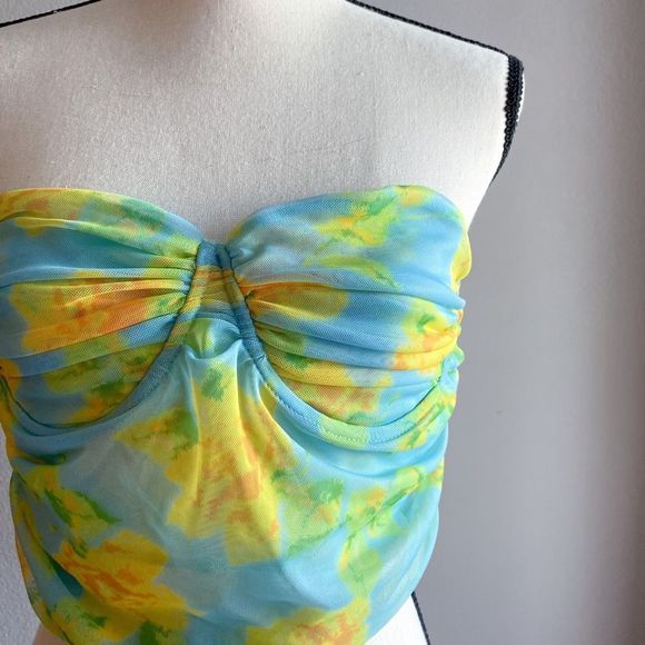 Zara tulle floral green and blue corset top - Picture 9 of 9